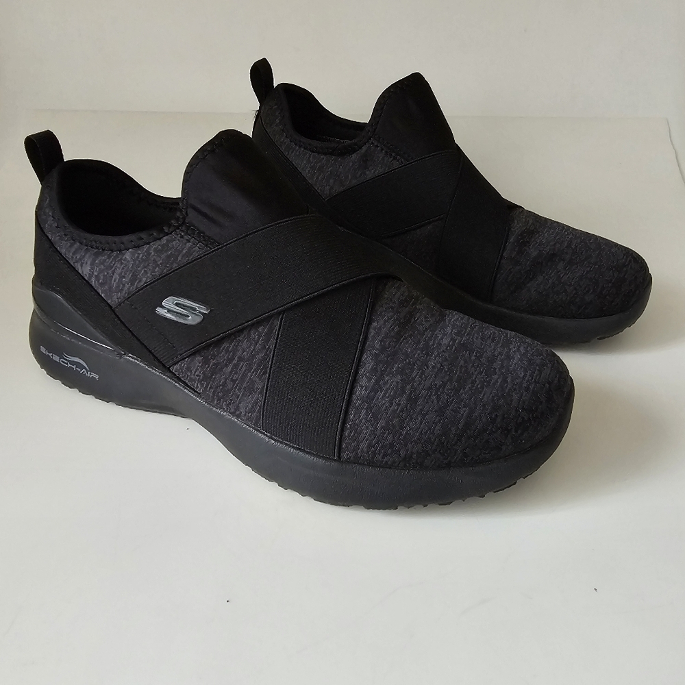 Skechers Dynamite Skech Air Ladies Trainers Black Slipon Sneakers Size 8…